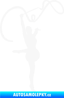 Samolepka Moderní gymnastika 003 pravá gymnastka se stuhou bílá