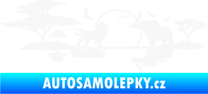 Samolepka Motiv Afrika levá -  zvířata u vody bílá