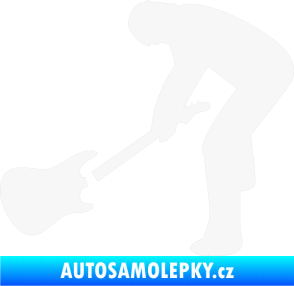 Samolepka Music 007 levá rocker s kytarou bílá