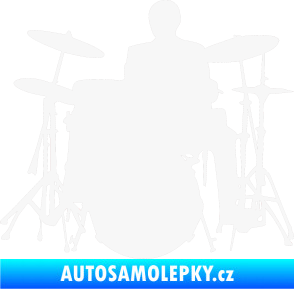 Samolepka Music 009 levá hráč na bicí bílá