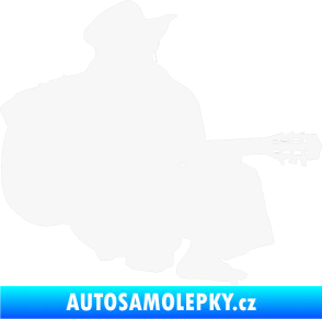 Samolepka Music 014 pravá hráč na kytaru bílá