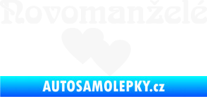 Samolepka Novomanželé 001 nápis se srdíčky bílá