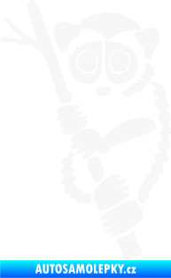 Samolepka Opice 004 levá lemur na stromě bílá