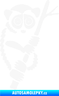 Samolepka Opice 004 pravá lemur na stromě bílá