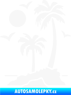Samolepka Ostrov 002 levá palmy a moře bílá