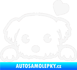 Samolepka Pes 057 pravá se srdíčkem bílá