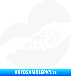 Samolepka Pes 129 levá packa v ruce bílá