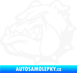 Samolepka Pes 174 levá rozzuřený buldok bílá