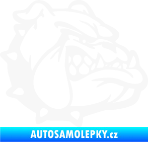 Samolepka Pes 174 pravá rozzuřený buldok bílá