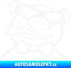 Samolepka Prase 005 levá s doutnikem bílá
