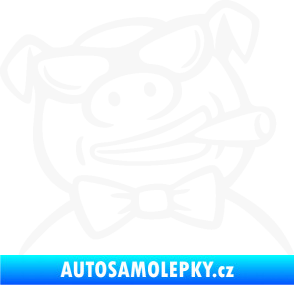 Samolepka Prase 005 pravá s doutnikem bílá