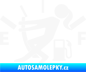 Samolepka Prázdná nádrž 002 palivoměr, varianta s ženou bílá