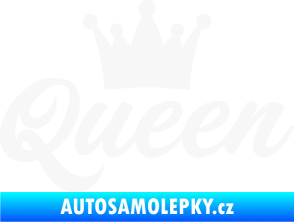 Samolepka Queen nápis s korunou bílá