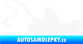 Samolepka Rybář 017 levá rybolov v lodičce bílá