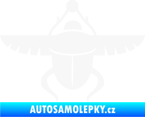 Samolepka Skarab - brouk vruboun 001 egyptský symbol bílá