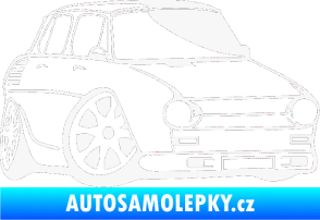 Samolepka Škoda 100 karikatura pravá bílá