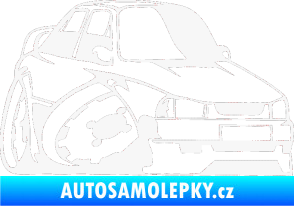 Samolepka Škoda 130 karikatura pravá bílá