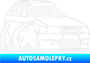 Samolepka Škoda Favorit karikatura pravá bílá