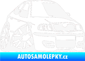 Samolepka Škoda Octavia karikatura pravá bílá