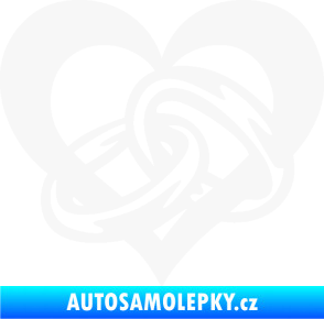 Samolepka Snubní prstýnky v srdíčku levá bílá