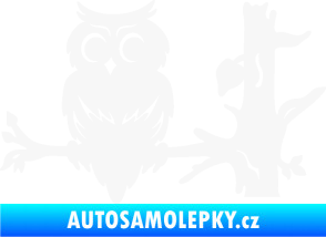Samolepka Sova 005 levá na větvi bílá