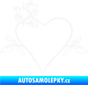 Samolepka Srdce s růží levá bílá