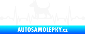 Samolepka Srdeční tep 008 levá pes bulteriér bílá
