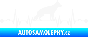 Samolepka Srdeční tep 014 pravá německý ovčák bílá