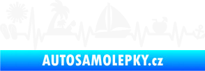 Samolepka Srdeční tep 094 pravá dovolená u moře bílá
