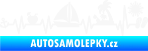 Samolepka Srdeční tep 094 levá dovolená u moře bílá