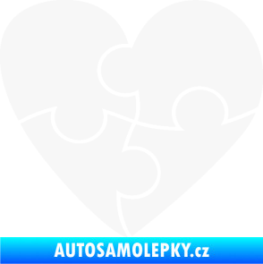 Samolepka Srdíčko 018 pravá puzzle bílá