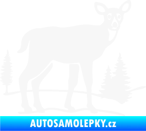 Samolepka Srna 002 pravá s krajinou bílá