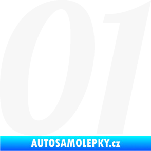 Samolepka Startovní číslo 01 typ 3 bílá