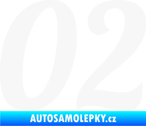Samolepka Startovní číslo 02 typ 3 bílá