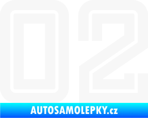 Samolepka Startovní číslo 02 typ 7 bílá