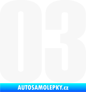 Samolepka Startovní číslo 03 typ 2   bílá