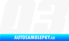 Samolepka Startovní číslo 03 typ 6 bílá