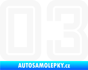 Samolepka Startovní číslo 03 typ 7 bílá