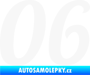 Samolepka Startovní číslo 06 typ 3 bílá