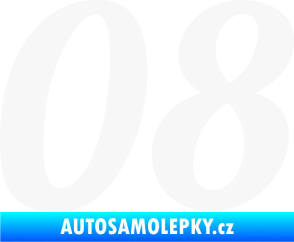 Samolepka Startovní číslo 08 typ 3 bílá
