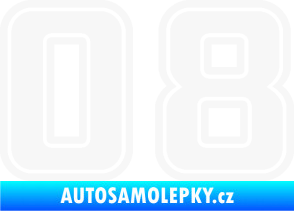 Samolepka Startovní číslo 08 typ 5 bílá