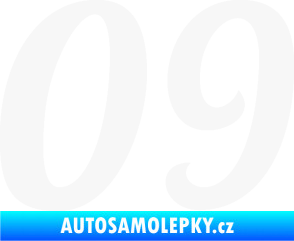 Samolepka Startovní číslo 09 typ 3  bílá