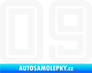 Samolepka Startovní číslo 09 typ 7 bílá