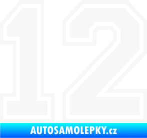 Samolepka Startovní číslo 12 typ 4 bílá