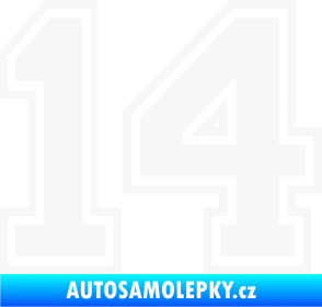 Samolepka Startovní číslo 14 typ 4 bílá