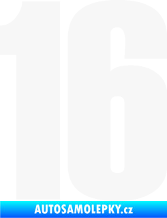 Samolepka Startovní číslo 16 typ 2   bílá