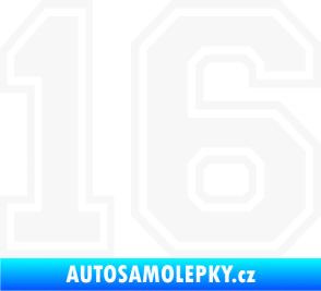 Samolepka Startovní číslo 16 typ 4 bílá