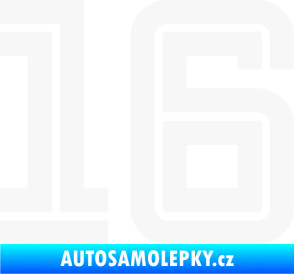 Samolepka Startovní číslo 16 typ 7 bílá