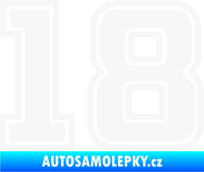 Samolepka Startovní číslo 18 typ 5 bílá