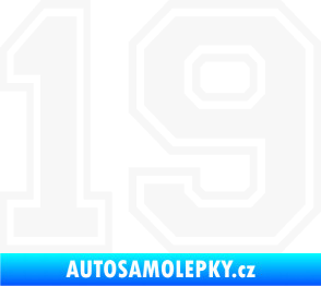 Samolepka Startovní číslo 19 typ 4 bílá